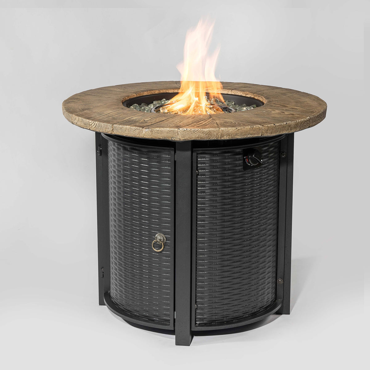 Wideburn Summit 30” Round Metal Fire Pit Table – Outdoor Propane Gas Fireplace