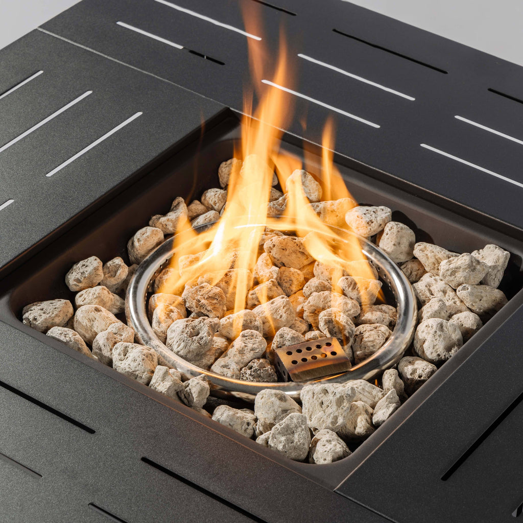 Wideburn Kingston 33” Rectangular Metal Fire Pit Table – Outdoor Propane Gas Fireplace